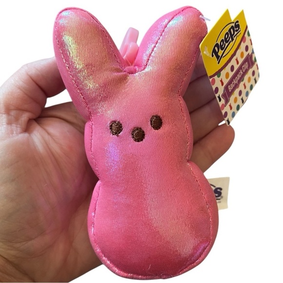 Peeps Iridescent Metallic Pink Backpack Clip 4.5” Collectible Keychain Plush NEW - Picture 3 of 3